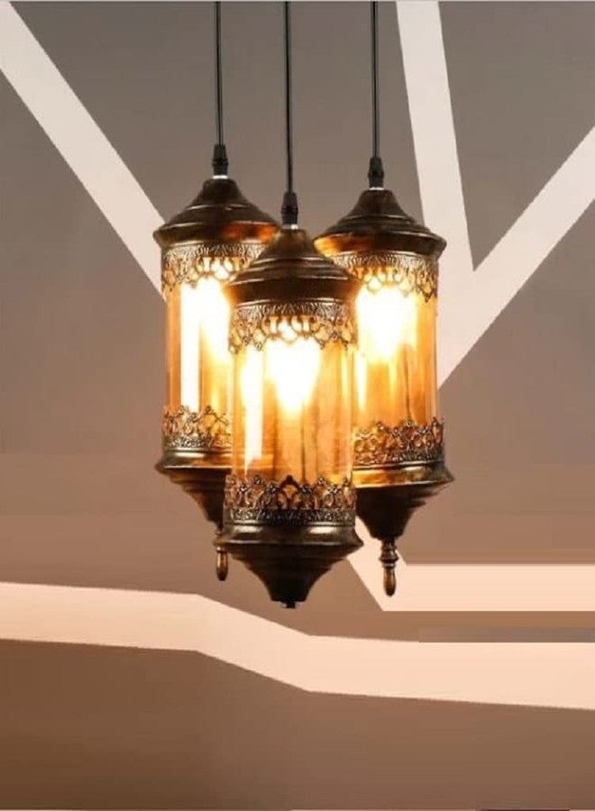 GAUVIK 3 Light Chandelier Antique Modern Pendant Lamp/Hanging Lamp/Ceiling Light for Bedroom, Living Room, Restaurants, Dining, Coffee Shop, Home and Office, Golden Antique - Image 1